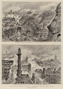 El gran incendio en la ciudad, vistas aéreas de las ruinas